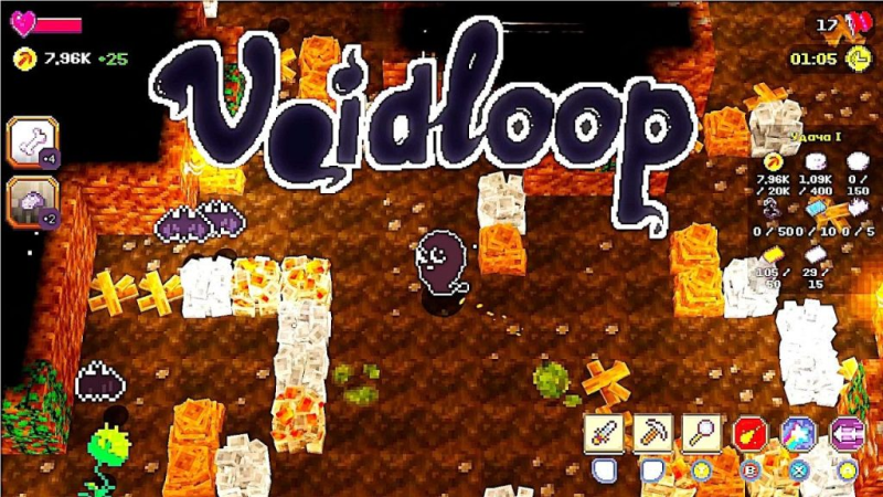 虚空循环 Voidloop（完整版）Steam移植  融合肉鸽与放置元素的像素风挖矿动作冒险游戏！-梨子乐手游
